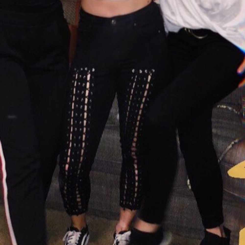 Topshop Jamie Laced-up Jeans